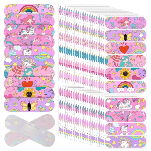 Cerotti impermeabili 72 x 19 mm 50 pz Rosa e viola Cerotti per bambini con motivi di unicorni, principesse e natura Design carino 1