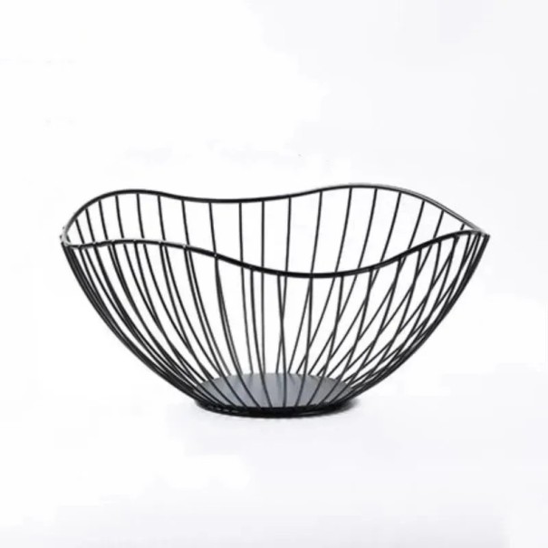 Cesta de almacenamiento de alambre metálico 26,7 x 12,2 x 10 cm Cesta práctica para el hogar Organizador de cocina para aperitivos, frutas negro