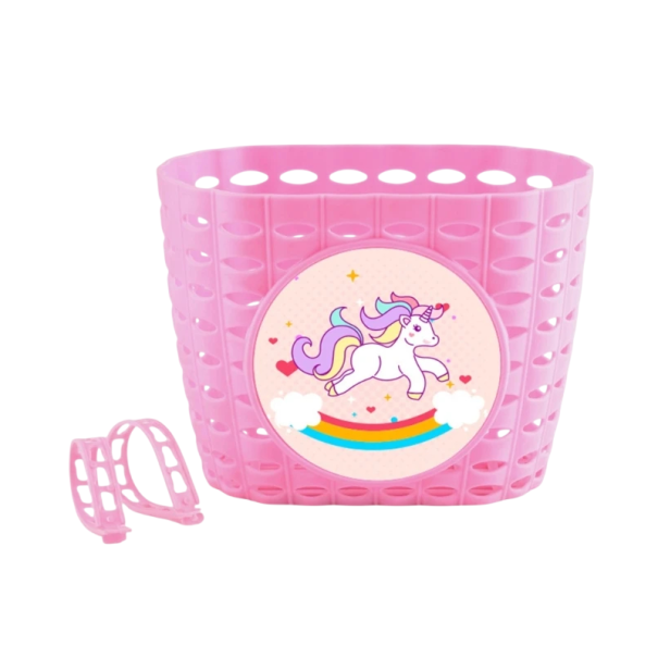 Cesta de bicicleta 20 x 15 cm Plástico con correa de sujeción Soporte delantero cesto de almacenamiento para manillares de bicicleta rosa