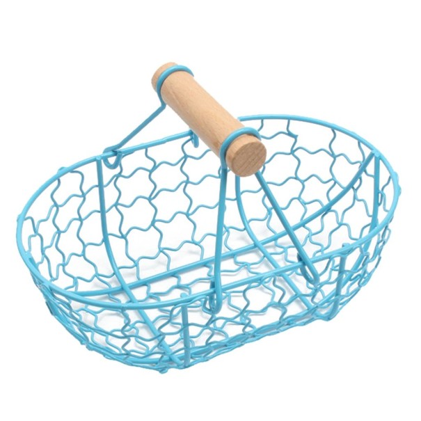 Cesta de la compra retro de hierro azul claro