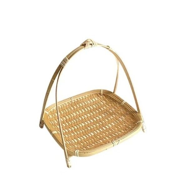 Cestino quadrato in bambù intrecciato 24 cm Cesto di stoccaggio a un piano per alimenti Organizzatore multifunzionale per cucina e casa 1