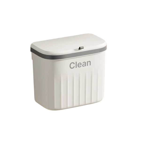 Cesto de lixo suspenso com tampa 26,5x23x16 cm Cesto de cozinha para reciclagem Cesto de parede para casa de banho Organizador suspenso de lixo branco