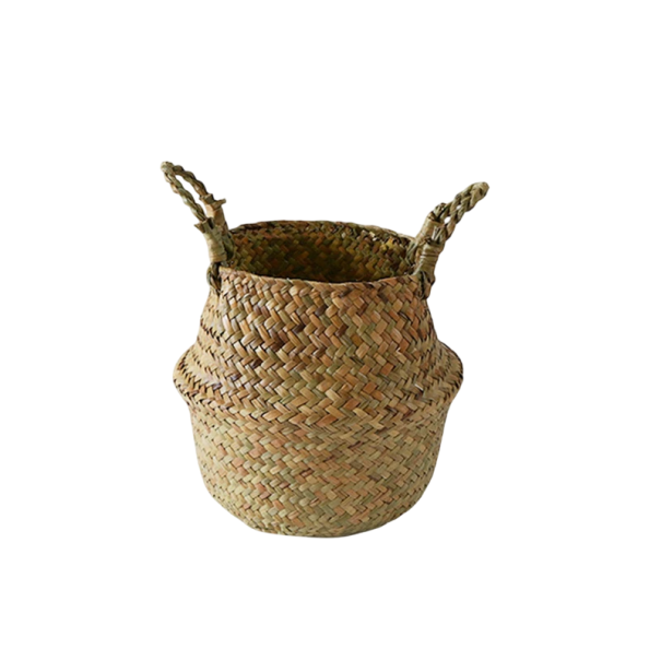 Cesto de vime de erva marinha 13 x 15 x 17 cm Cesto de arrumação com alças Cesto suspenso natural Feito à mão Decoração de parede Lar 1