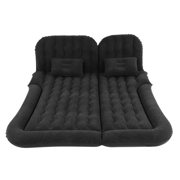 Cestovná nafukovacia matrace do auta 2 v 1 174 x 126 cm Čierna PVC Mäkká spacia podložka s vankúšom pumpou a opierkami hlavy do SUV 1
