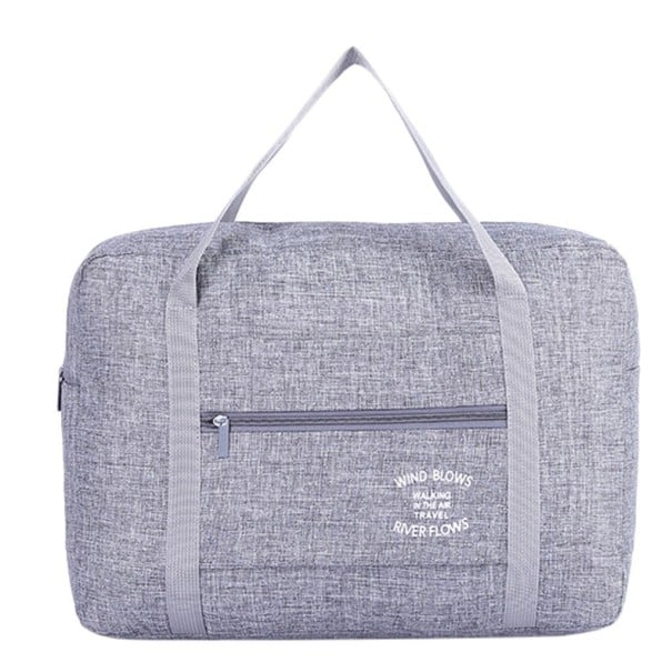 Cestovní taška přes rameno s průvlekem na rukojeť kufru Přední kapsa na zip Dvě dlouhá ucha Melírovaný nylon 40 x 13 x 30 cm šedá