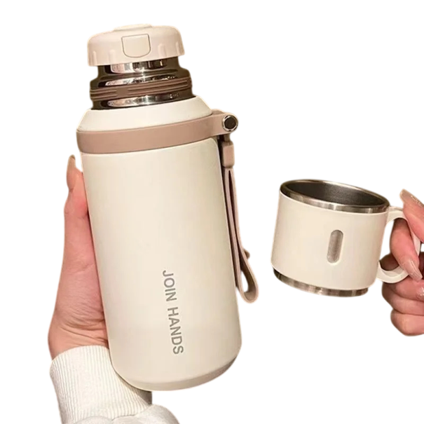 Cestovní termoska se sítkem na čaj 600 ml 8 × 23 cm nerezová ocel SUS304 hordozható üveg tea és forró italokhoz munkába, iskolába fehér