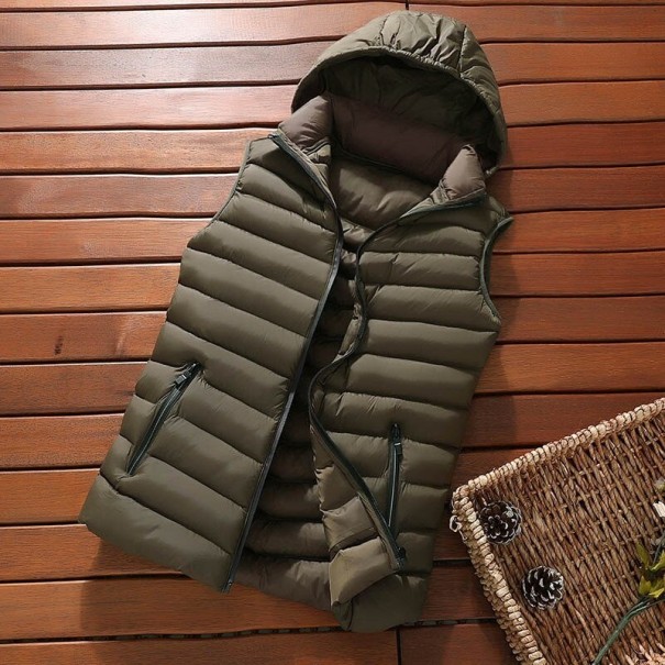 Chaleco acolchado con capucha para hombre verde militar M