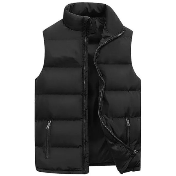Chaleco acolchado de otoño para hombre, impermeable, aislante, con cremallera y bolsillos, ligero y aislante para uso diario. negro L