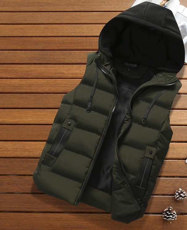 Chaleco acolchado para hombre S129 verde militar L