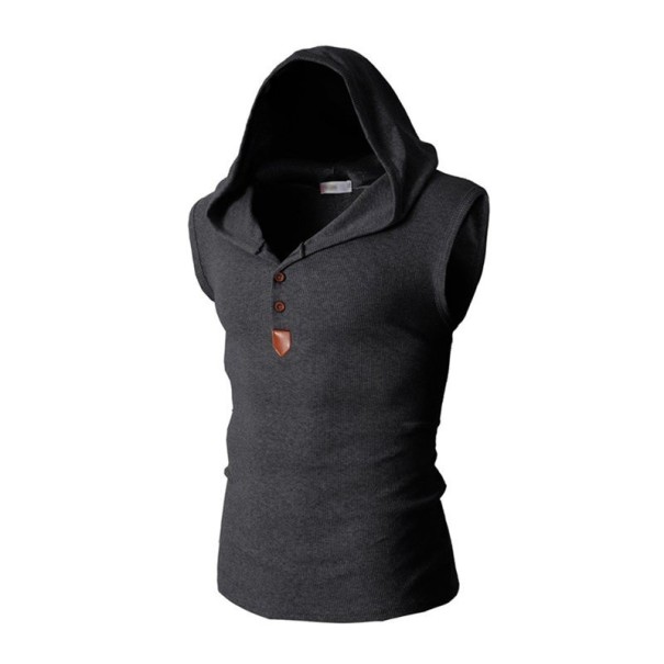 Chaleco con capucha para hombre T1998 gris oscuro XS