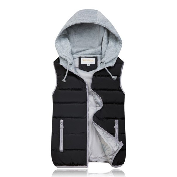 Chaleco con capucha para mujer negro XL