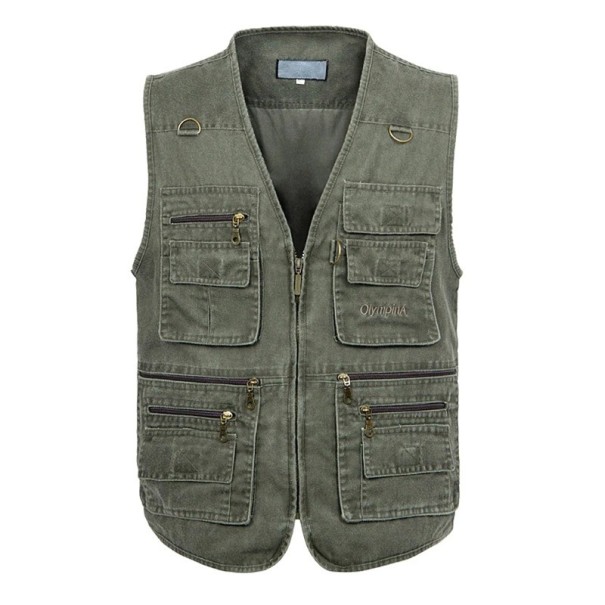 Chaleco de hombre con bolsillos A1805 verde militar L