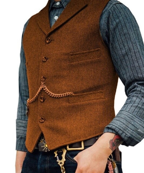 Chaleco de hombre con bolsillos F309 marrón claro XL