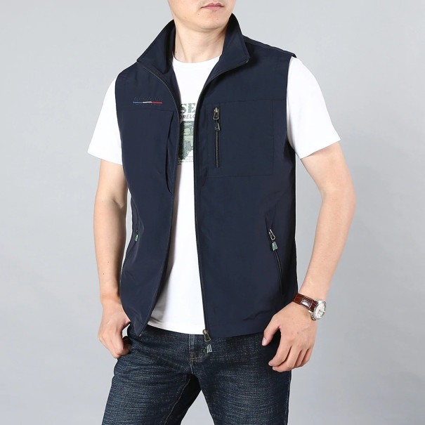 Chaleco de hombre con cuello azul oscuro L
