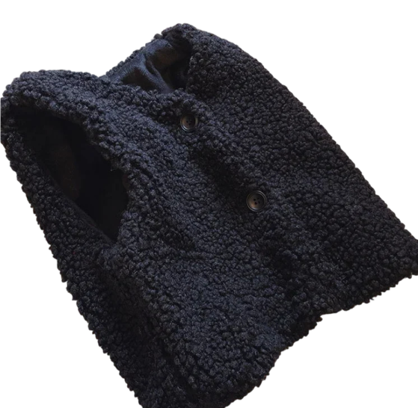 Chaleco de invierno para niños de lana de cordero con escote en V Chaleco de felpa de un solo color con botones Abrigo cálido de otoño para niños y niñas Diseño de terciopelo negro 2