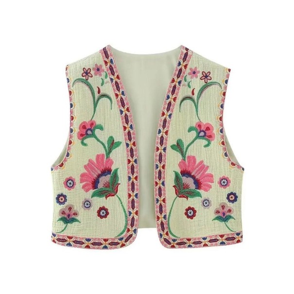 Chaleco de mujer con estampado floral V148 blanco L