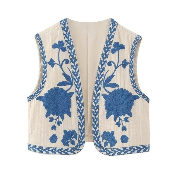 Chaleco de mujer con flores V149 blanco L