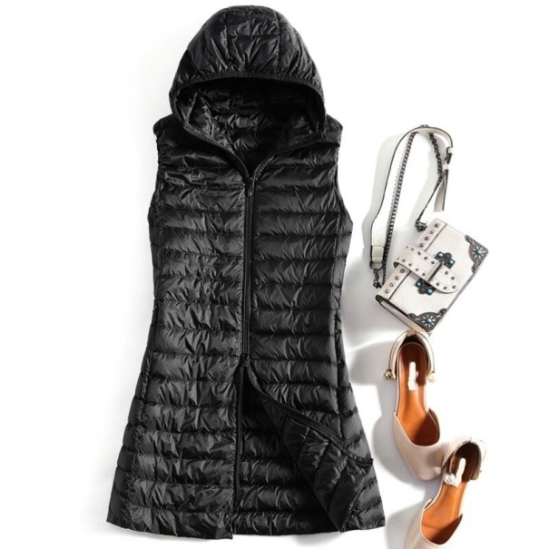 Chaleco de plumas para mujer P1356 negro L