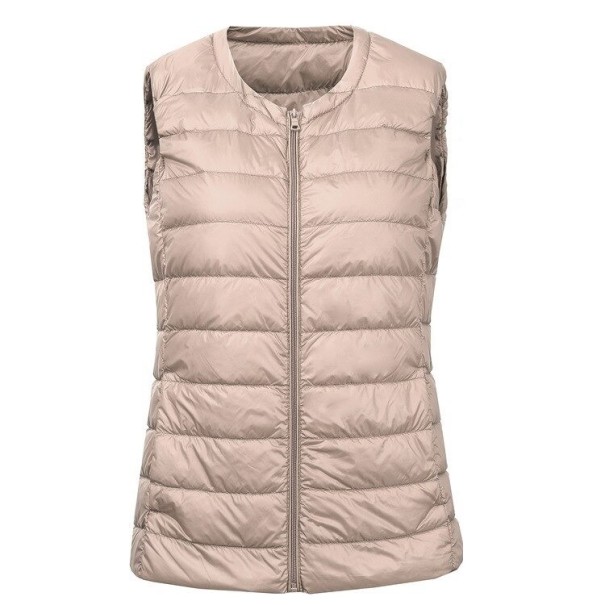 Chaleco de plumas para mujer P1363 beige XL