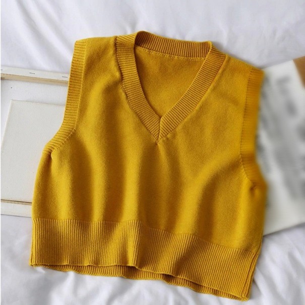 Chaleco de punto para mujer A2356 amarillo oscuro