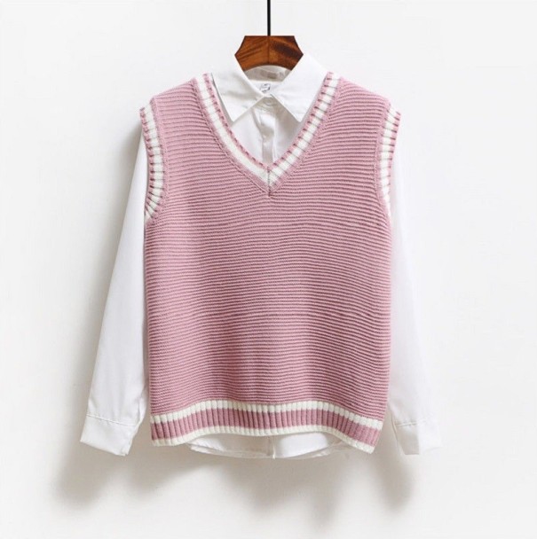 Chaleco de punto para mujer P2067 rosa M