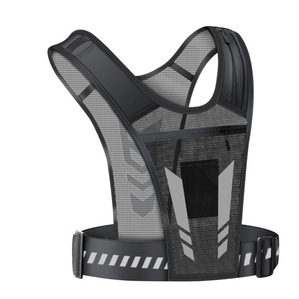 Chaleco de running con bolsillo para teléfono y elementos reflectantes para hombres y mujeres, adecuado para correr, caminar y entrenar. negro
