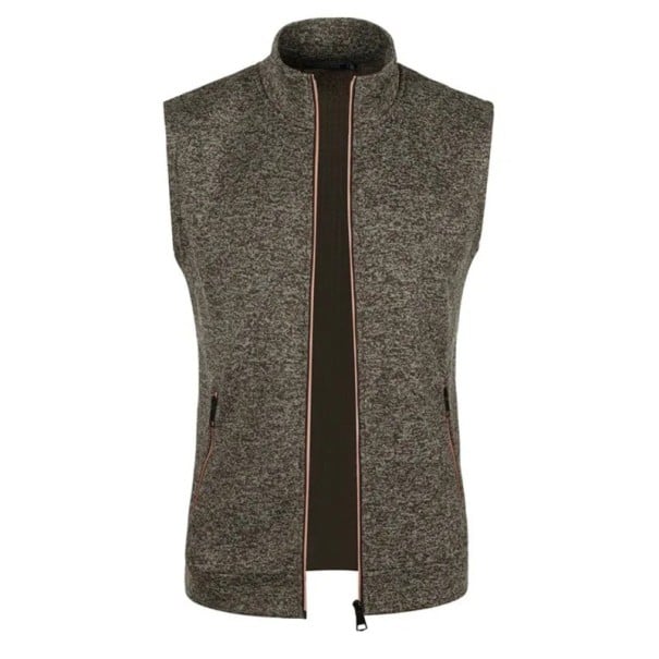 Chaleco deportivo para hombre con cremallera y bolsillos de poliéster sin mangas para senderismo, actividades al aire libre marrón L