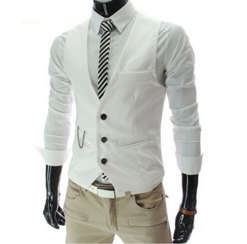 Chaleco formal de lujo para hombre - Blanco L