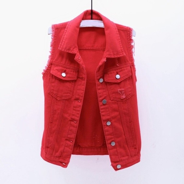 Chaleco vaquero de mujer rojo XS
