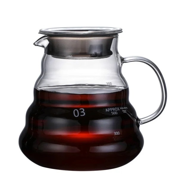 Chaleira de vidro para café e chá 800 ml com tampa e faixa de silicone vidro resistente ao calor com pega anti-queimaduras 1