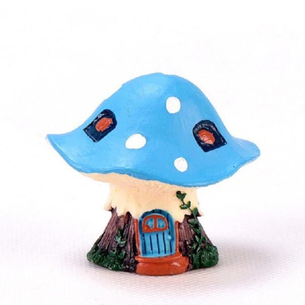 Chalet décoratif en forme de champignon bleu