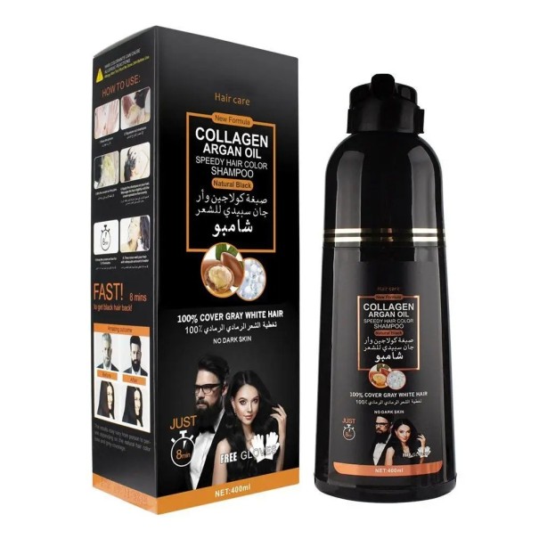 Champô Colorante para Cabelos Preto 400 ml Cor Lavável para Todos os Tipos de Cabelos 1