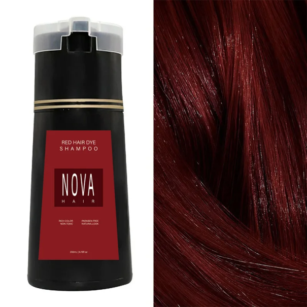 Champú colorante natural para cabello 200 ml Para hombres y mujeres Aplicación rápida Cobertura de canas Sin químicos Hidratación rojo