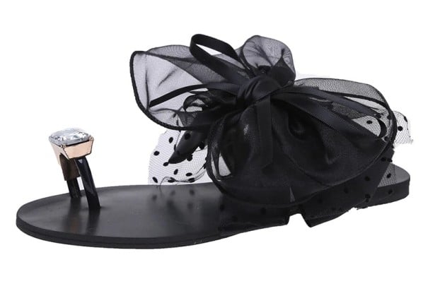 Chanclas de mujer con lazo negro 36