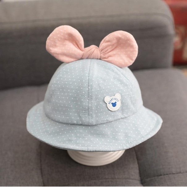 Chapeau à pois pour enfants avec nœud bleu clair