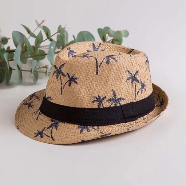 Chapeau d'enfant avec des palmiers marron clair
