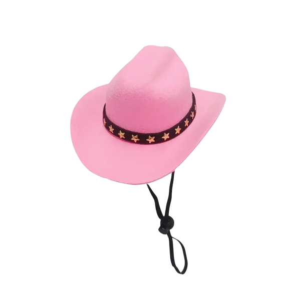 Chapeau de cowboy pour chiens et chats avec étoile Casque ajustable Costume western pour animaux de compagnie Fournitures pour animaux 13,5x11x6 cm rose