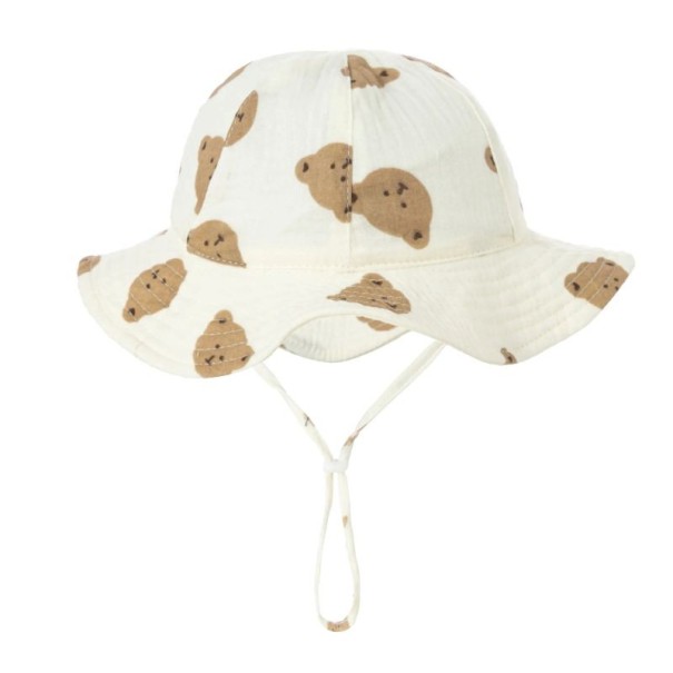 Chapeau en coton pour enfant motif ours avec lien de serrage Circonférence de tête 34–39 cm Visière 23 cm Profondeur 13 cm Chapeau pour bébé 3–12 mois 1