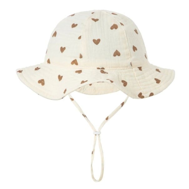 Chapeau en coton pour enfants avec des cœurs marron et lien de serrage Circonférence de la tête 34–39 cm Visière 23 cm Profondeur 13 cm Chapeau 3–12 1