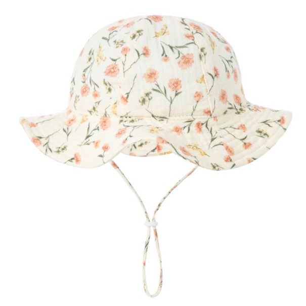 Chapeau en coton pour enfants avec des fleurs et des liens Circonférence de la tête 34–39 cm Visière 23 cm Profondeur 13 cm Chapeau d'été pour bébés de 3 à 12 mois 1