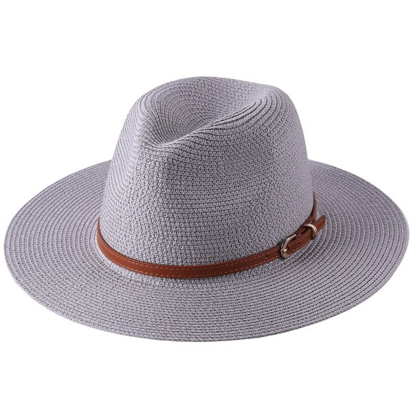 Chapeau en paille avec ceinture gris