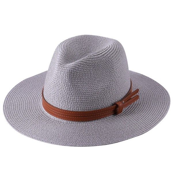 Chapeau en paille avec double bande gris