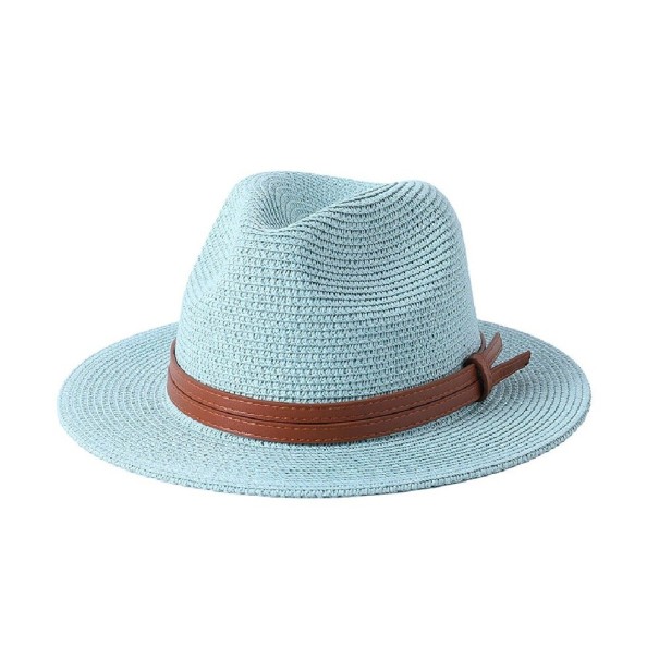 Chapeau en paille avec double bande turquoise