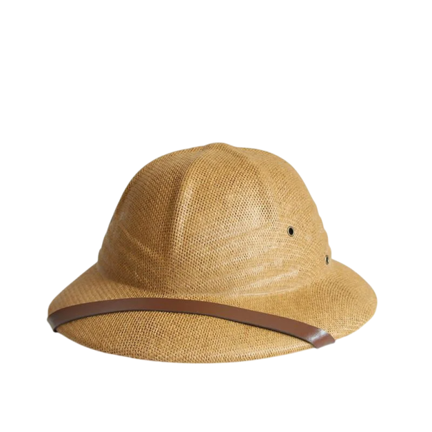 Chapeau militaire en paille unisexe 56–60 cm Chapeau de soleil d'été pour hommes et femmes avec ruban Visière large de 7 cm Accessoire kaki