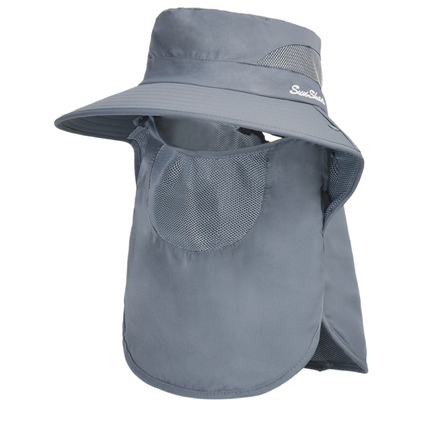 Chapeau unisexe avec protection solaire gris