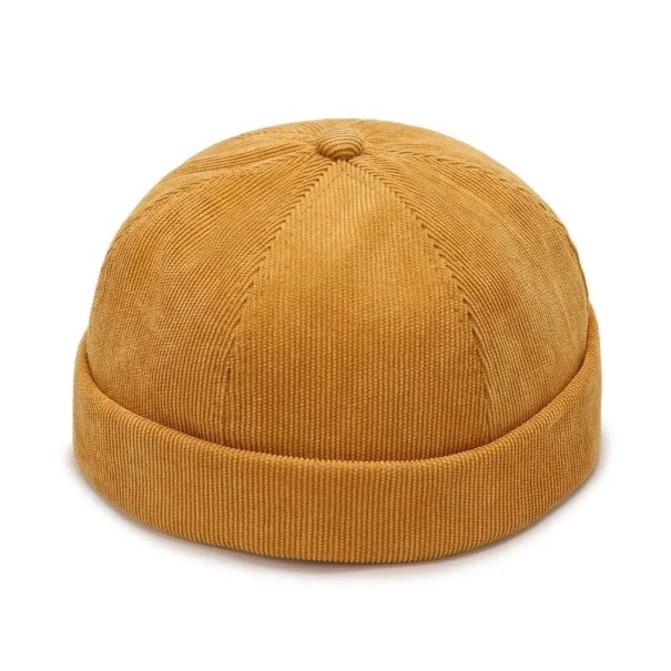 Chapéu Beanie Landlord Quatro Estações em poliéster Unisex hip hop Melon Skin para a primavera e outono estilo casual amarelo