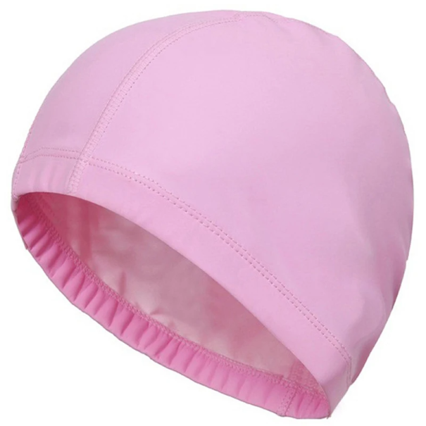 Chapéu de natação em tecido PU Unisex Chapéu de natação Resistente à água Chapéu elástico para cabelo de piscina Natação desportiva rosa claro