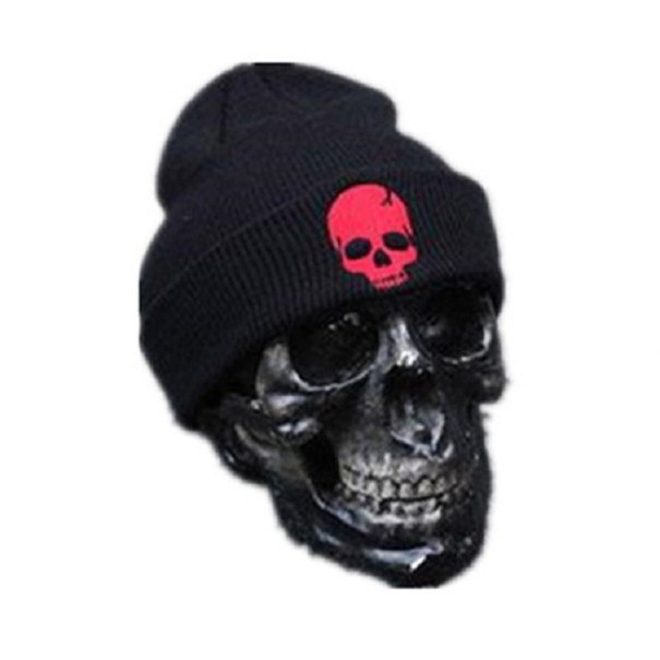 Chapéu masculino com estampado de caveira vermelho