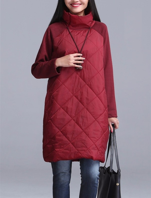 Chaqueta acolchada de invierno para mujer J1687 rojo M