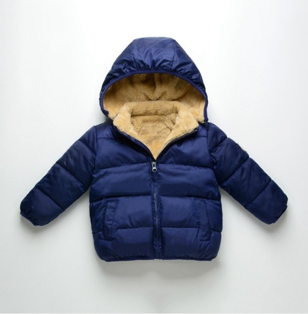 Chaqueta acolchada infantil con pelo J2868 azul oscuro 9-12 meses